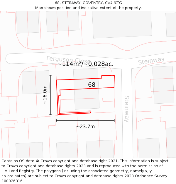 68, STEINWAY, COVENTRY, CV4 9ZG: Plot and title map