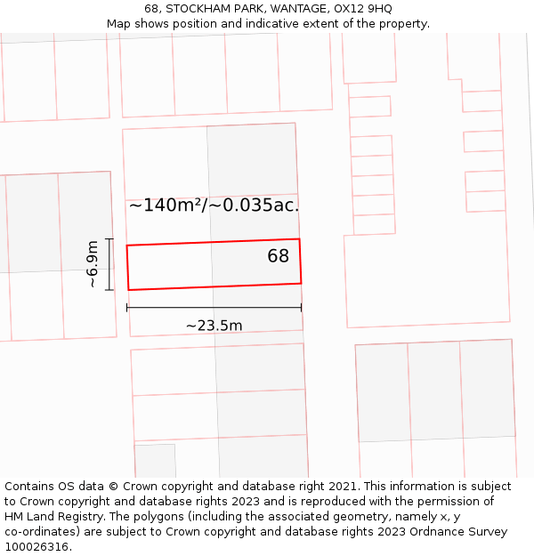 68, STOCKHAM PARK, WANTAGE, OX12 9HQ: Plot and title map