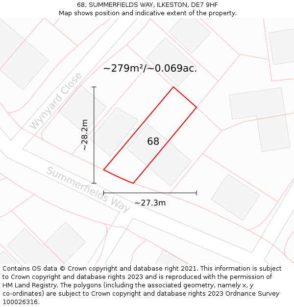 68, SUMMERFIELDS WAY, ILKESTON, DE7 9HF: Plot and title map