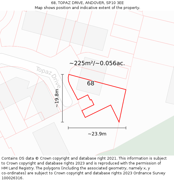 68, TOPAZ DRIVE, ANDOVER, SP10 3EE: Plot and title map