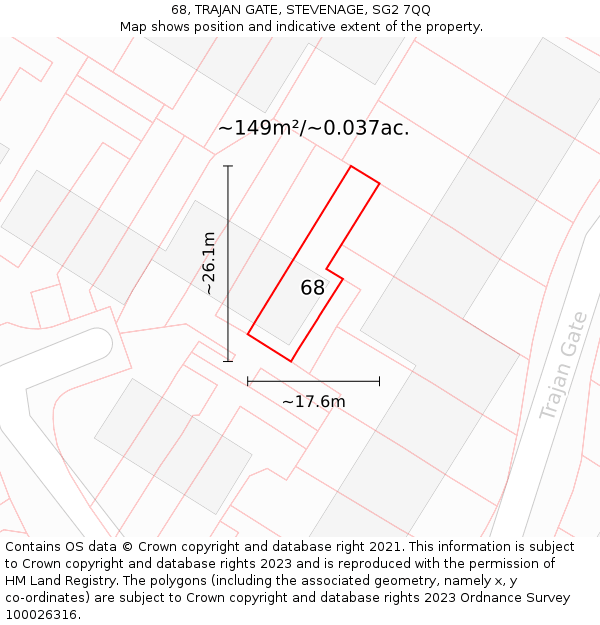 68, TRAJAN GATE, STEVENAGE, SG2 7QQ: Plot and title map