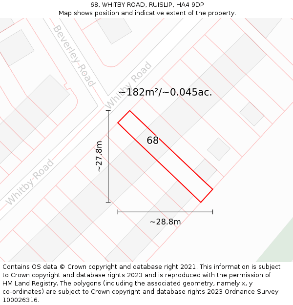 68, WHITBY ROAD, RUISLIP, HA4 9DP: Plot and title map