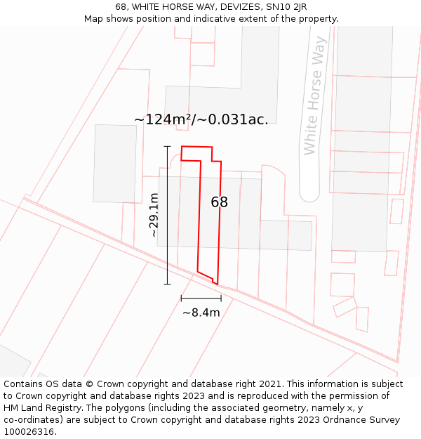 68, WHITE HORSE WAY, DEVIZES, SN10 2JR: Plot and title map
