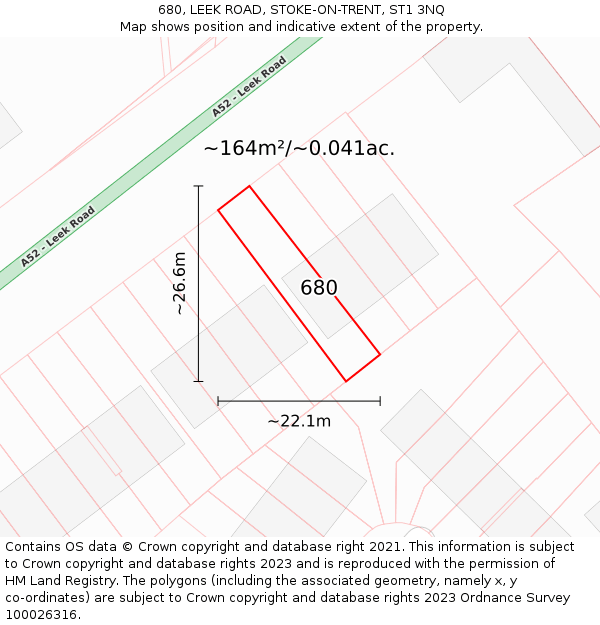 680, LEEK ROAD, STOKE-ON-TRENT, ST1 3NQ: Plot and title map