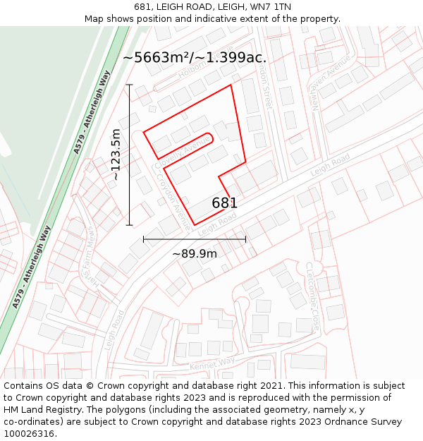 681, LEIGH ROAD, LEIGH, WN7 1TN: Plot and title map