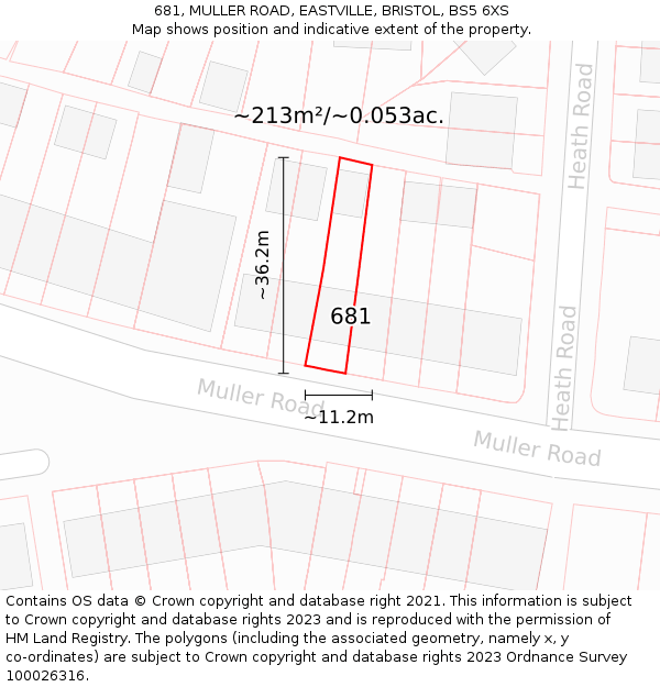 681, MULLER ROAD, EASTVILLE, BRISTOL, BS5 6XS: Plot and title map