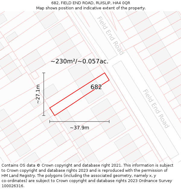 682, FIELD END ROAD, RUISLIP, HA4 0QR: Plot and title map