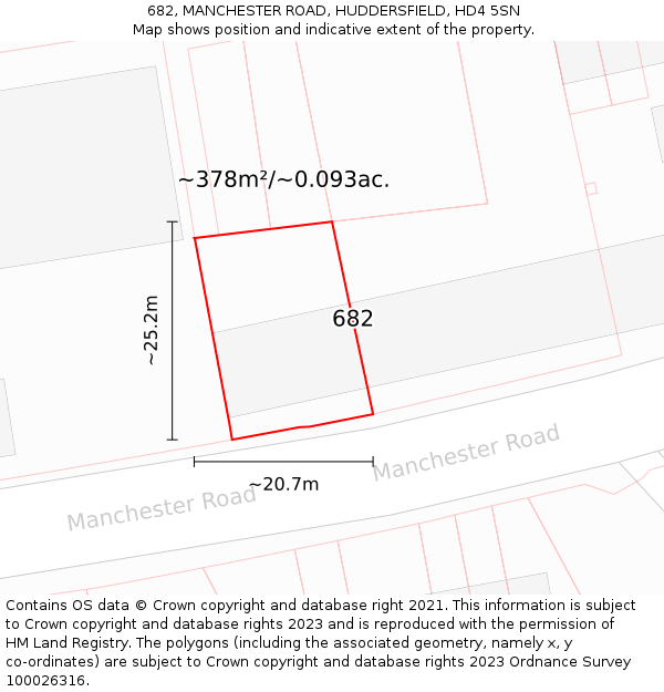 682, MANCHESTER ROAD, HUDDERSFIELD, HD4 5SN: Plot and title map
