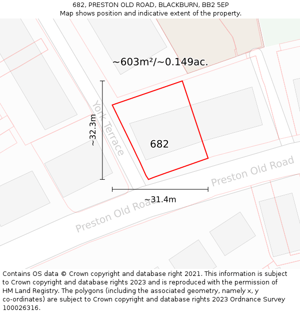 682, PRESTON OLD ROAD, BLACKBURN, BB2 5EP: Plot and title map