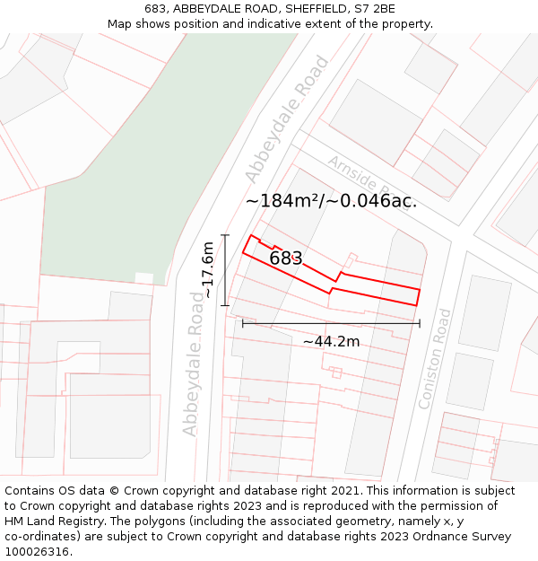 683, ABBEYDALE ROAD, SHEFFIELD, S7 2BE: Plot and title map