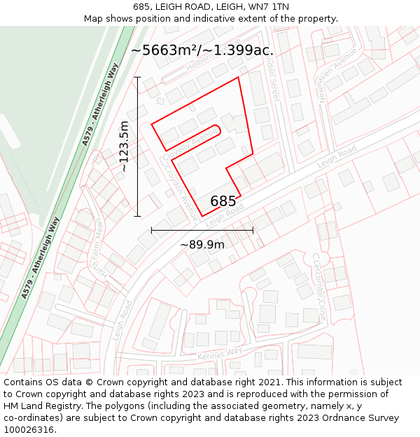 685, LEIGH ROAD, LEIGH, WN7 1TN: Plot and title map