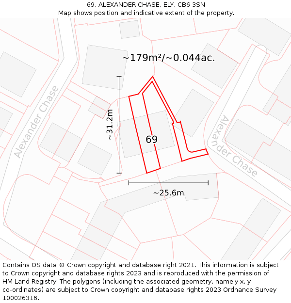 69, ALEXANDER CHASE, ELY, CB6 3SN: Plot and title map