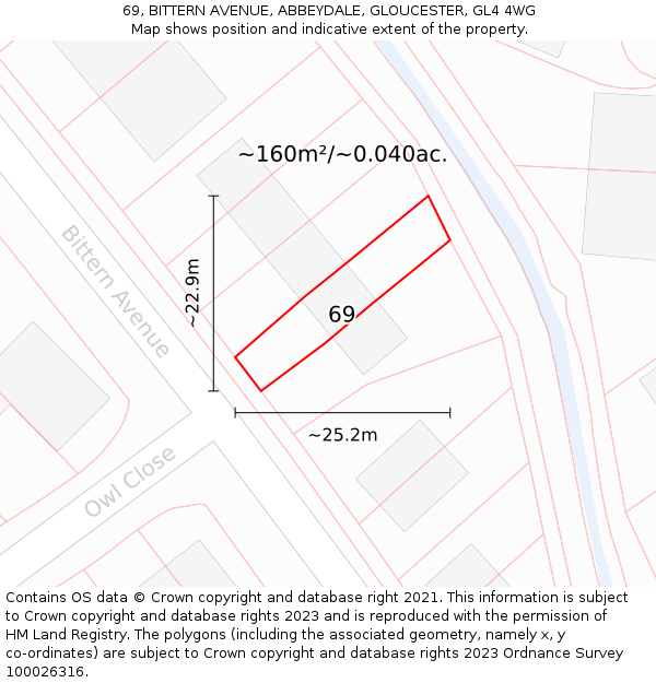 69, BITTERN AVENUE, ABBEYDALE, GLOUCESTER, GL4 4WG: Plot and title map