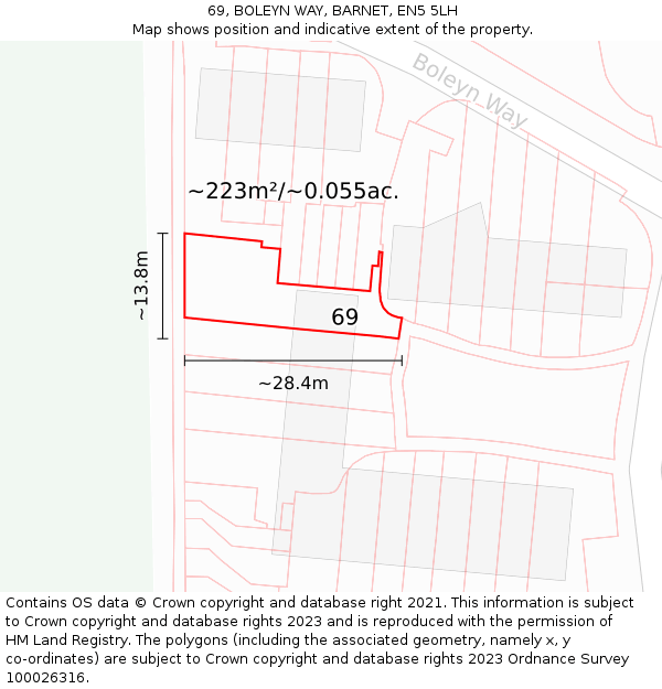 69, BOLEYN WAY, BARNET, EN5 5LH: Plot and title map