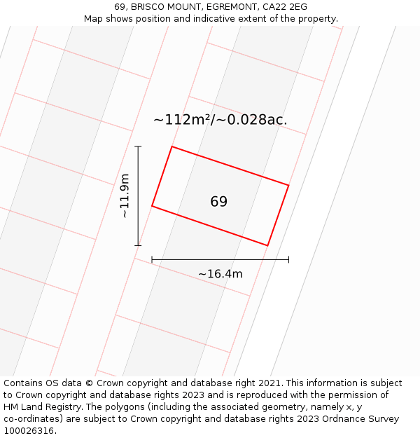 69, BRISCO MOUNT, EGREMONT, CA22 2EG: Plot and title map
