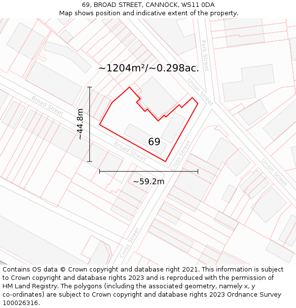 69, BROAD STREET, CANNOCK, WS11 0DA: Plot and title map
