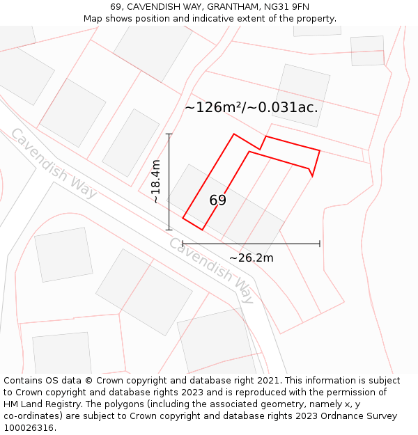 69, CAVENDISH WAY, GRANTHAM, NG31 9FN: Plot and title map
