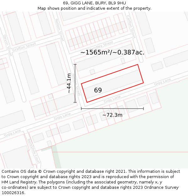 69, GIGG LANE, BURY, BL9 9HU: Plot and title map