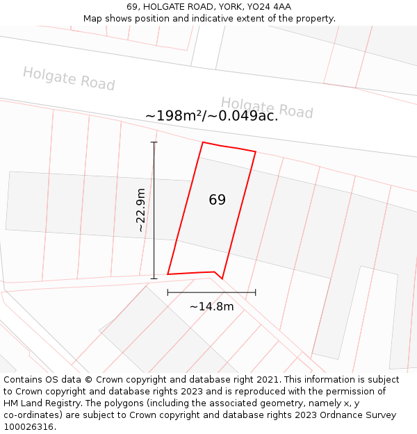 69, HOLGATE ROAD, YORK, YO24 4AA: Plot and title map