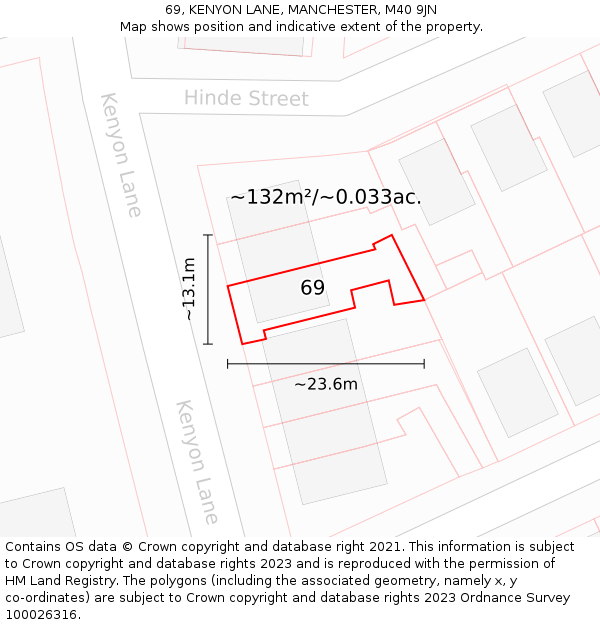 69, KENYON LANE, MANCHESTER, M40 9JN: Plot and title map