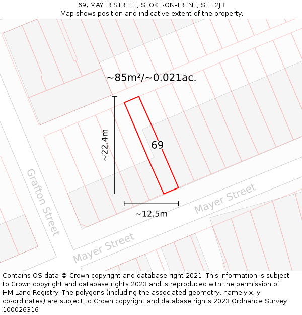 69, MAYER STREET, STOKE-ON-TRENT, ST1 2JB: Plot and title map