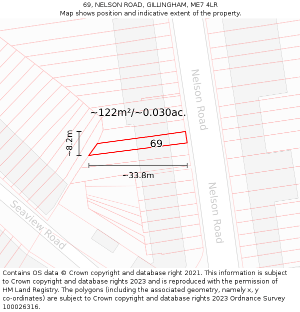 69, NELSON ROAD, GILLINGHAM, ME7 4LR: Plot and title map