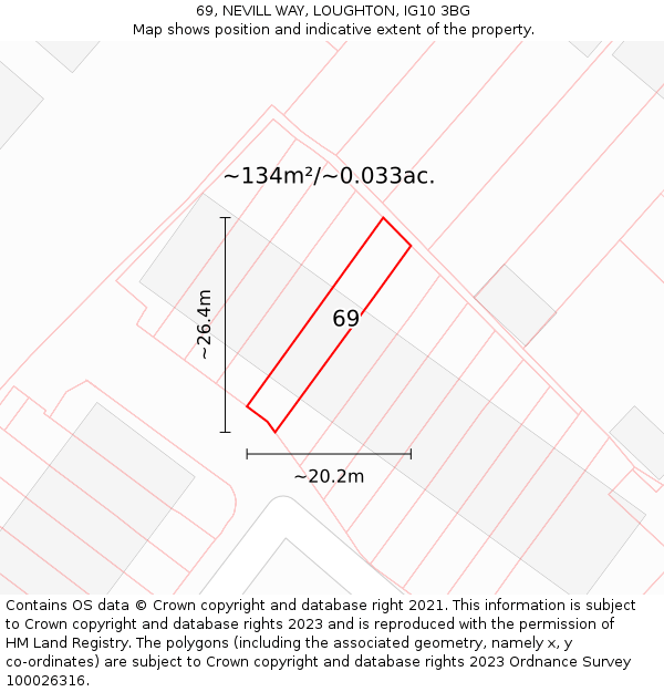 69, NEVILL WAY, LOUGHTON, IG10 3BG: Plot and title map