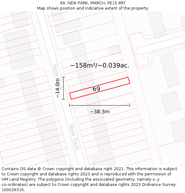 69, NEW PARK, MARCH, PE15 8RT: Plot and title map