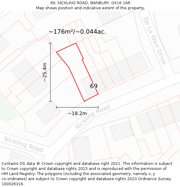 69, NICKLING ROAD, BANBURY, OX16 1AR: Plot and title map