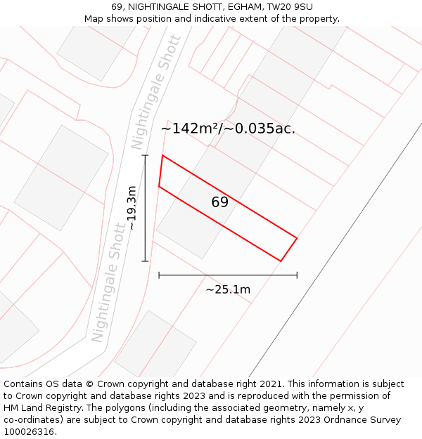 69, NIGHTINGALE SHOTT, EGHAM, TW20 9SU: Plot and title map