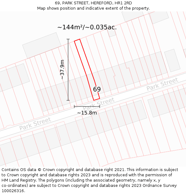 69, PARK STREET, HEREFORD, HR1 2RD: Plot and title map