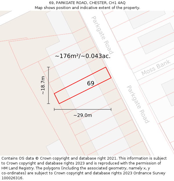 69, PARKGATE ROAD, CHESTER, CH1 4AQ: Plot and title map