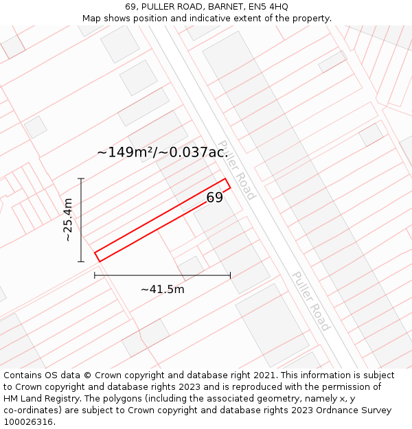 69, PULLER ROAD, BARNET, EN5 4HQ: Plot and title map