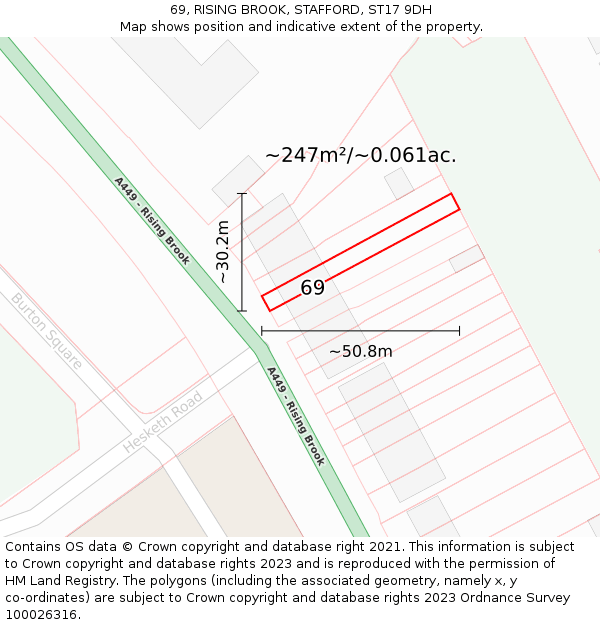 69, RISING BROOK, STAFFORD, ST17 9DH: Plot and title map