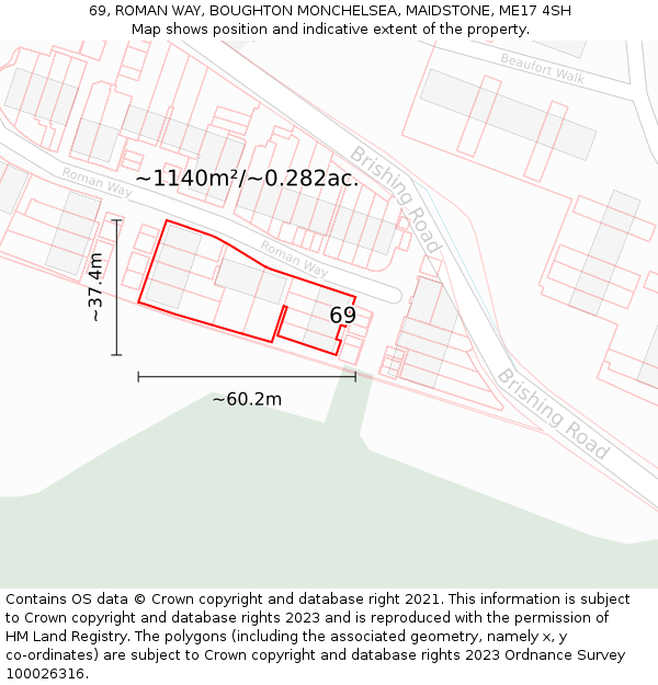 69, ROMAN WAY, BOUGHTON MONCHELSEA, MAIDSTONE, ME17 4SH: Plot and title map
