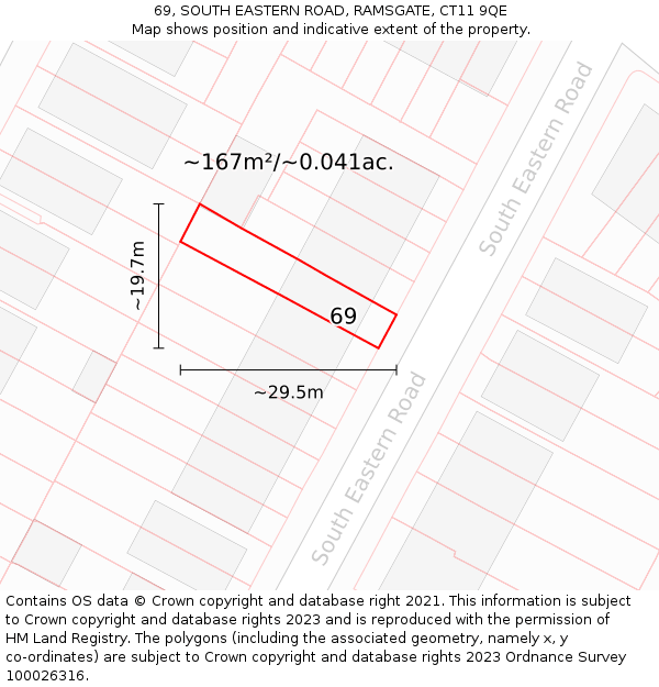 69, SOUTH EASTERN ROAD, RAMSGATE, CT11 9QE: Plot and title map