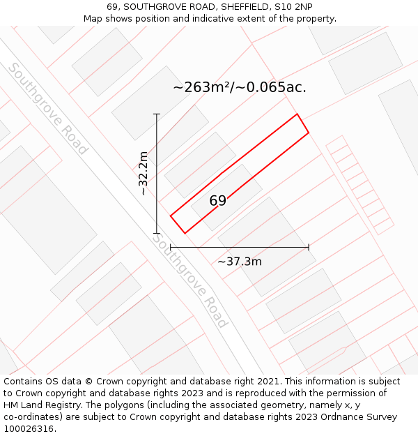 69, SOUTHGROVE ROAD, SHEFFIELD, S10 2NP: Plot and title map