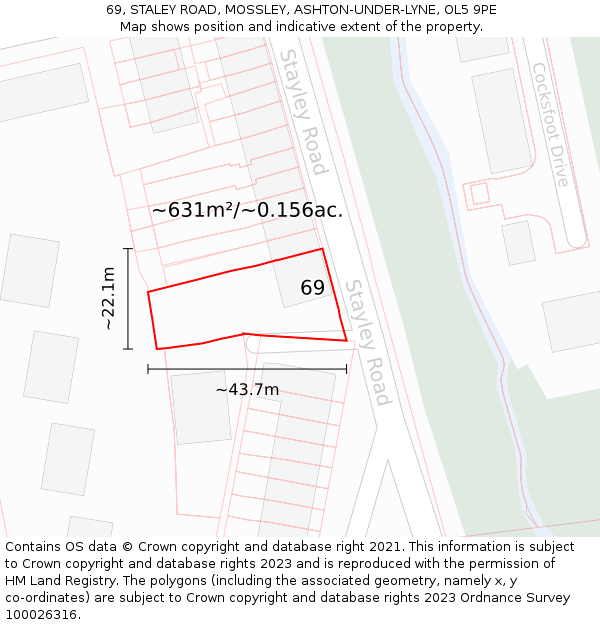 69, STALEY ROAD, MOSSLEY, ASHTON-UNDER-LYNE, OL5 9PE: Plot and title map