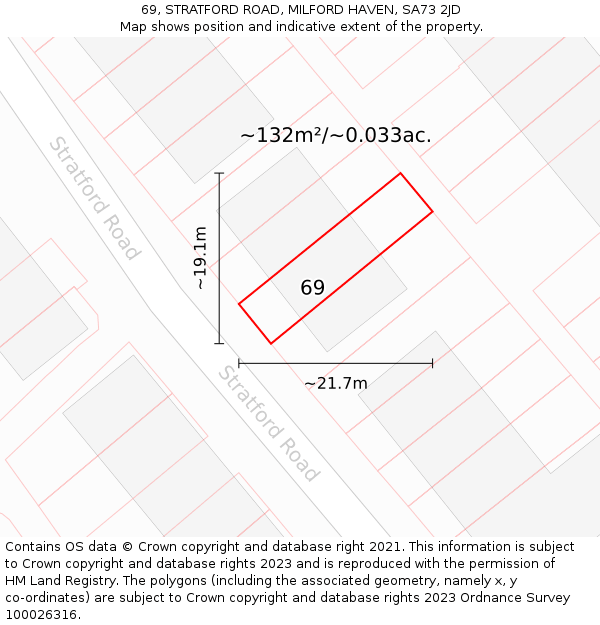 69, STRATFORD ROAD, MILFORD HAVEN, SA73 2JD: Plot and title map