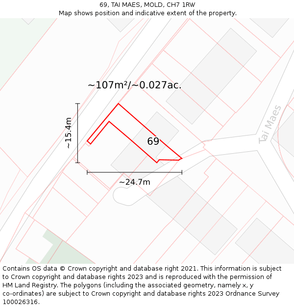 69, TAI MAES, MOLD, CH7 1RW: Plot and title map
