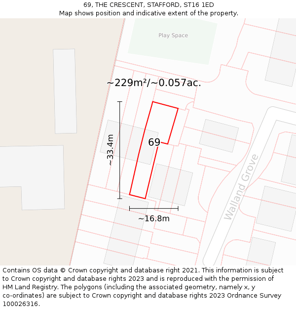 69, THE CRESCENT, STAFFORD, ST16 1ED: Plot and title map