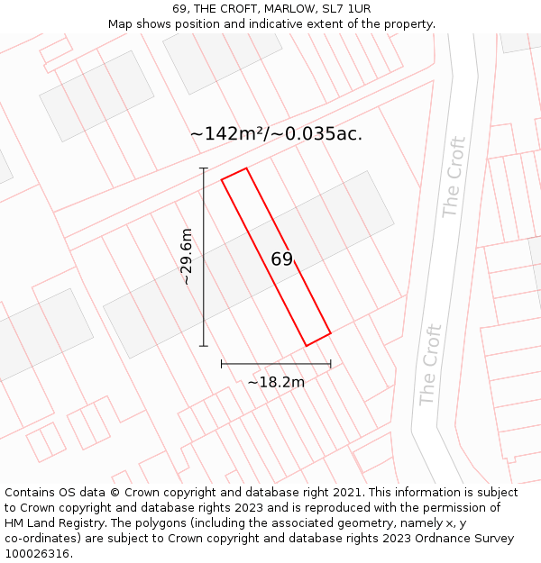 69, THE CROFT, MARLOW, SL7 1UR: Plot and title map