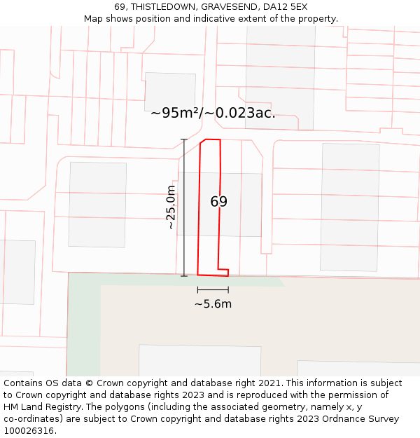 69, THISTLEDOWN, GRAVESEND, DA12 5EX: Plot and title map