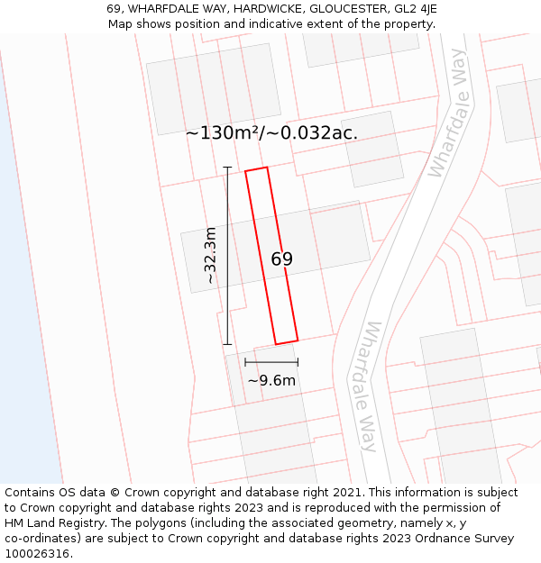 69, WHARFDALE WAY, HARDWICKE, GLOUCESTER, GL2 4JE: Plot and title map