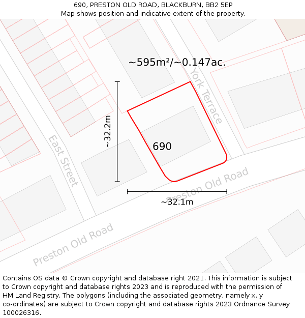 690, PRESTON OLD ROAD, BLACKBURN, BB2 5EP: Plot and title map