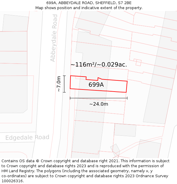 699A, ABBEYDALE ROAD, SHEFFIELD, S7 2BE: Plot and title map