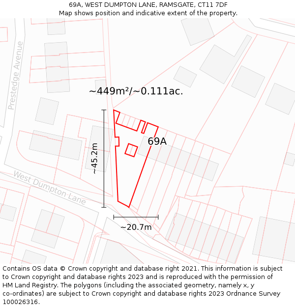 69A, WEST DUMPTON LANE, RAMSGATE, CT11 7DF: Plot and title map