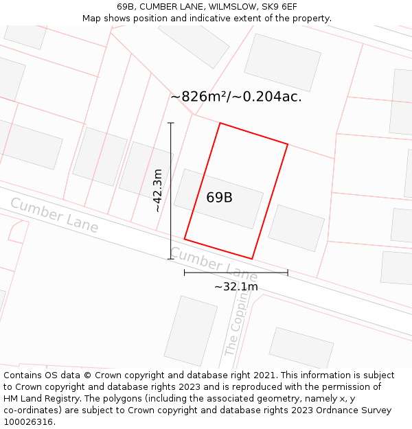69B, CUMBER LANE, WILMSLOW, SK9 6EF: Plot and title map