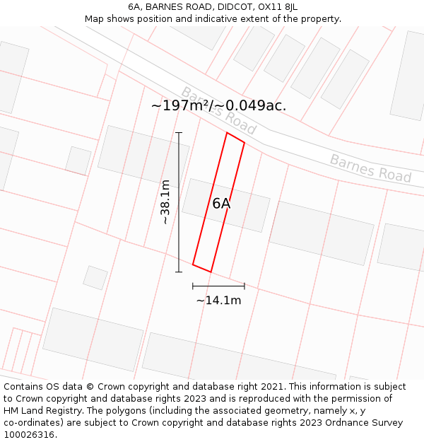 6A, BARNES ROAD, DIDCOT, OX11 8JL: Plot and title map