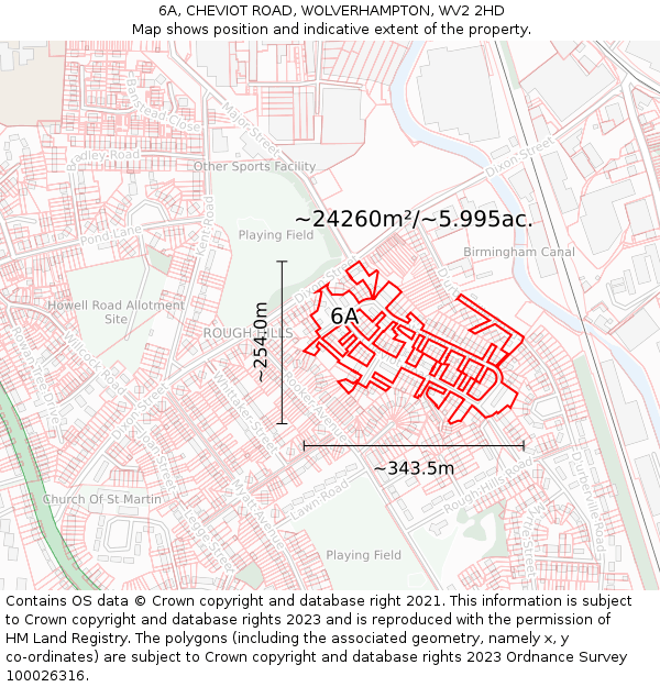 6A, CHEVIOT ROAD, WOLVERHAMPTON, WV2 2HD: Plot and title map